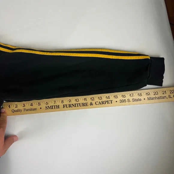 Adidas Black & Gold 3 Stripe Pullover Hoodie Sweatshirt Mens Size Medium M - Picture 7 of 10